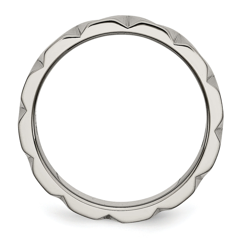 Notched Wedding Band in Titanium, 6mm