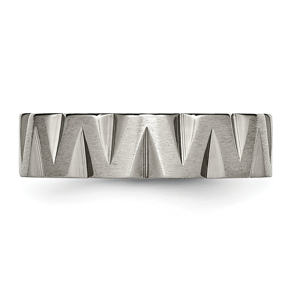 Notched Wedding Band in Titanium, 6mm
