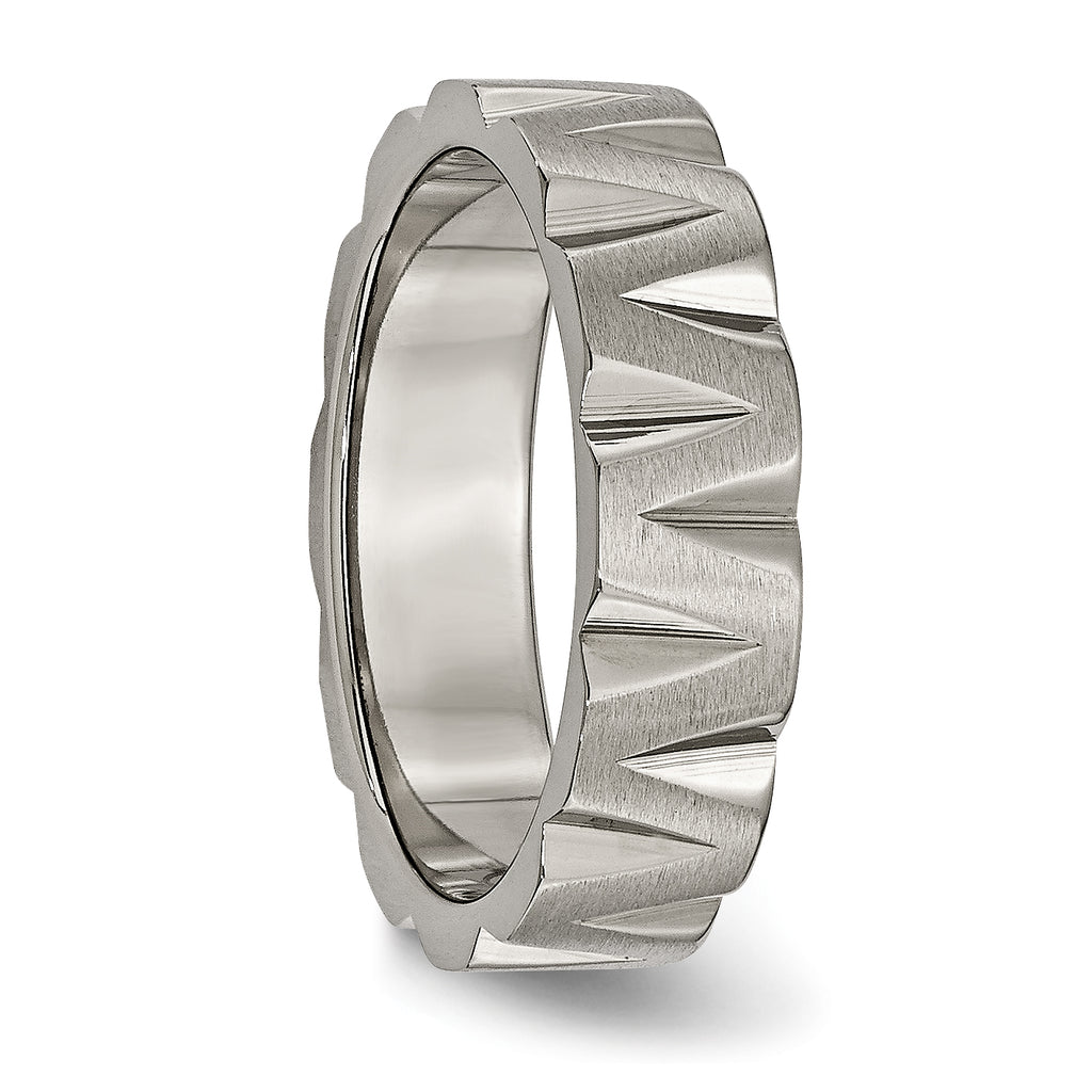 Notched Wedding Band in Titanium, 6mm