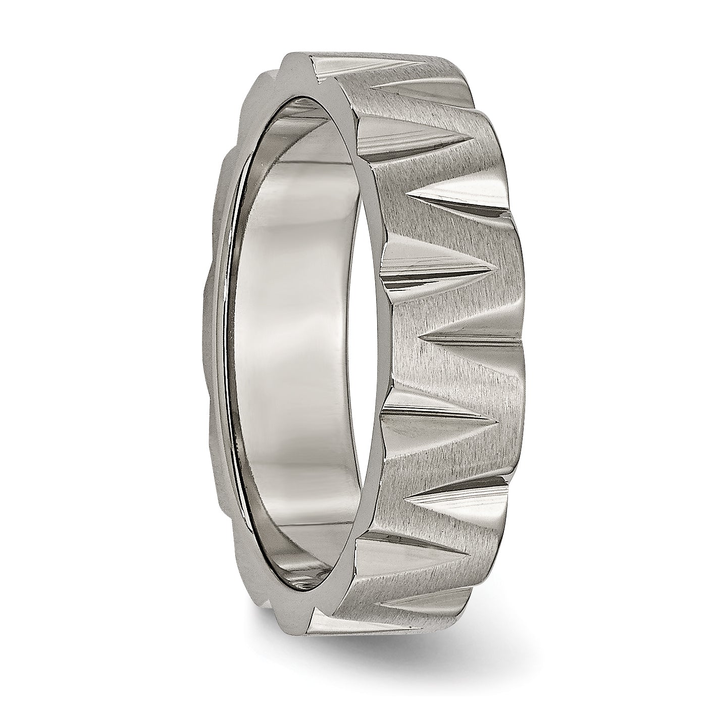 Notched Wedding Band in Titanium, 6mm