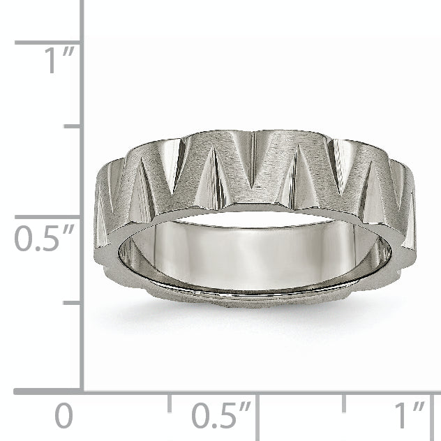 Notched Wedding Band in Titanium, 6mm