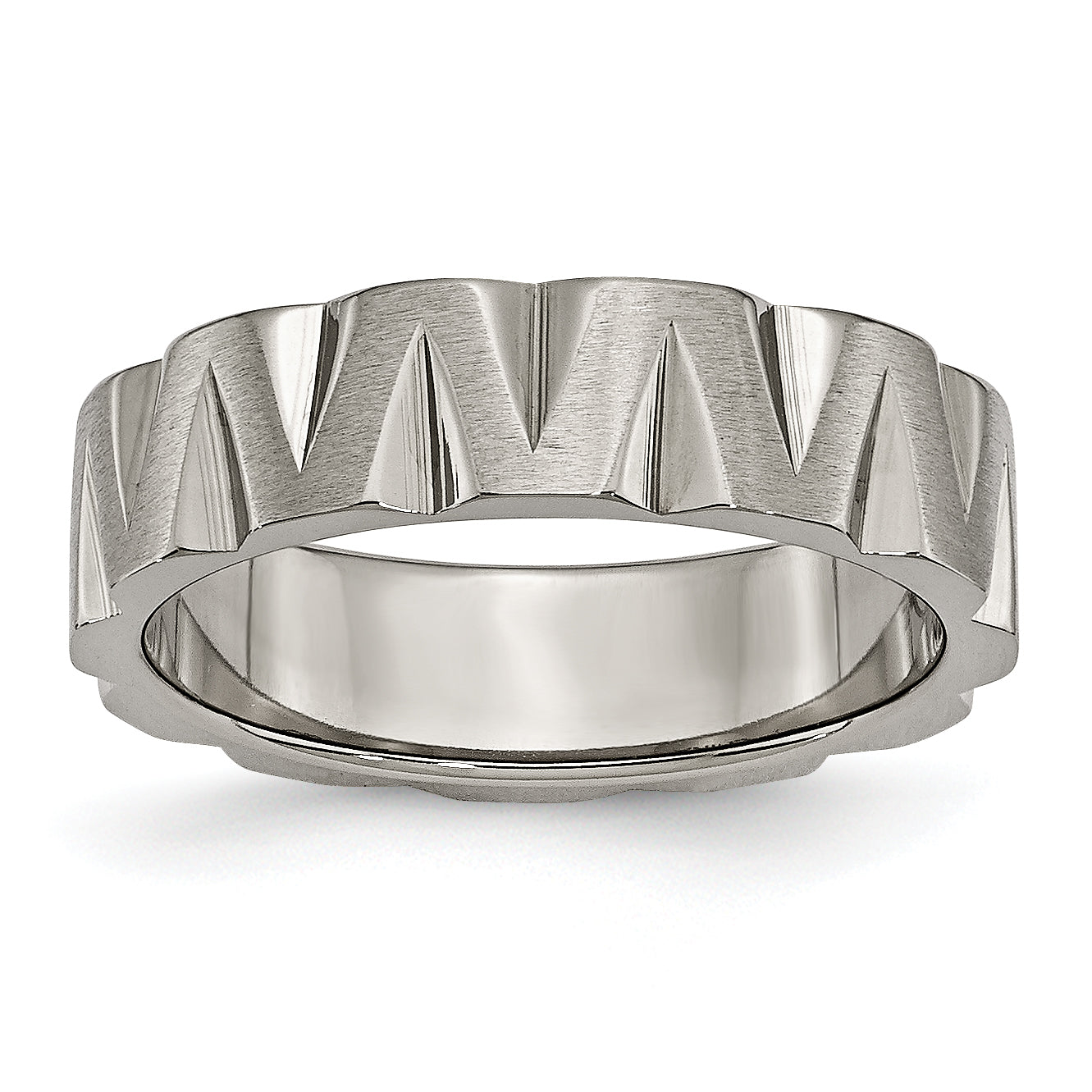 Titanium Satin and Polished 6mm Notched Band Main image