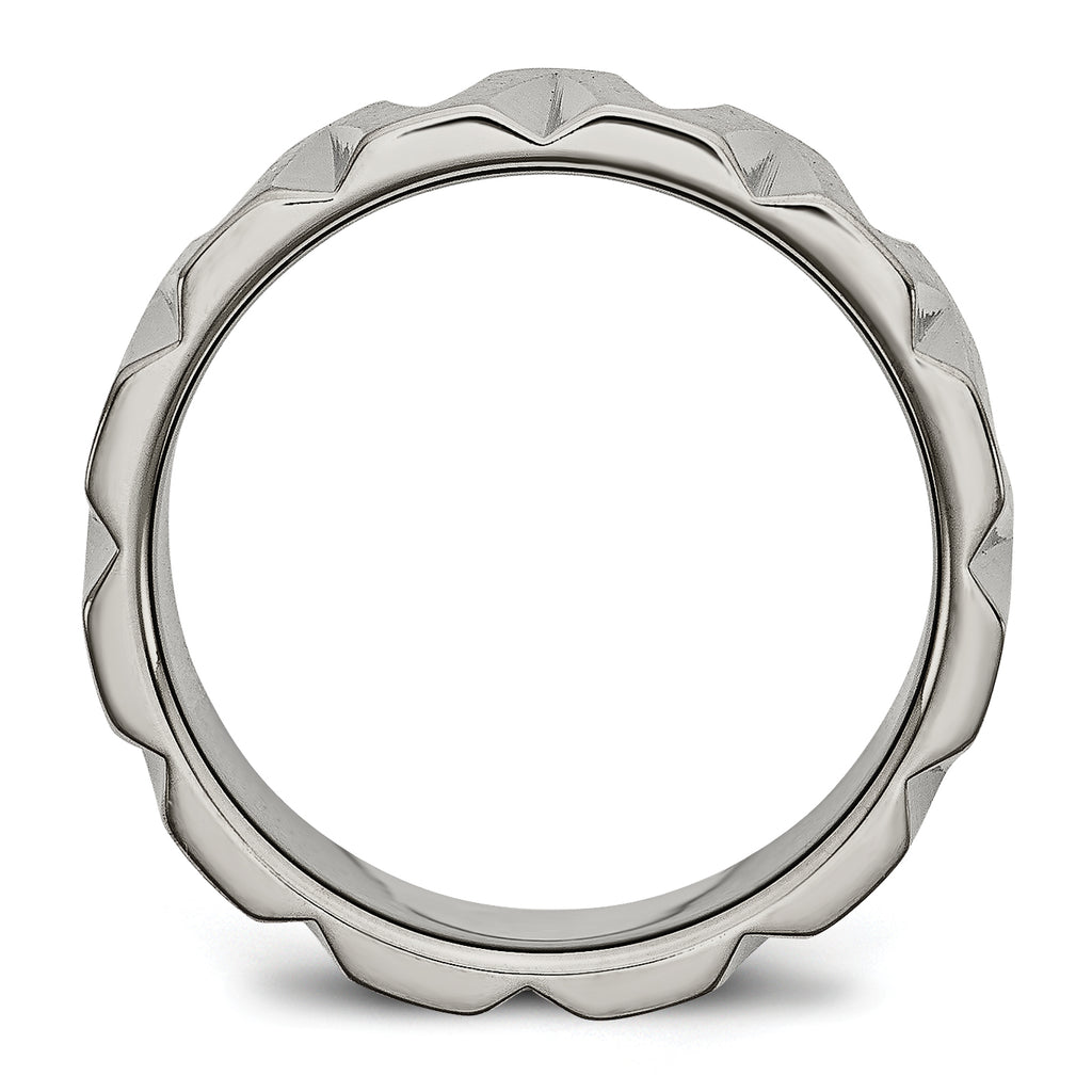 Notched Wedding Band in Titanium, 8mm