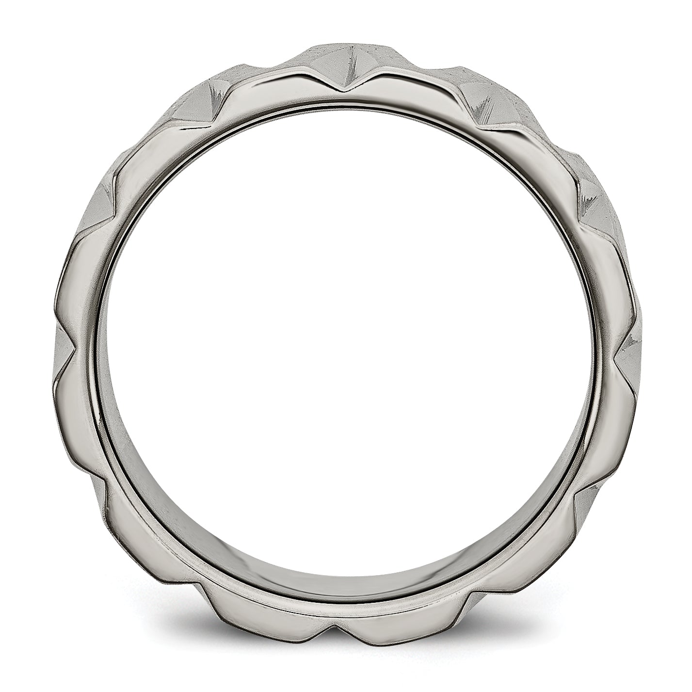 Notched Wedding Band in Titanium, 8mm