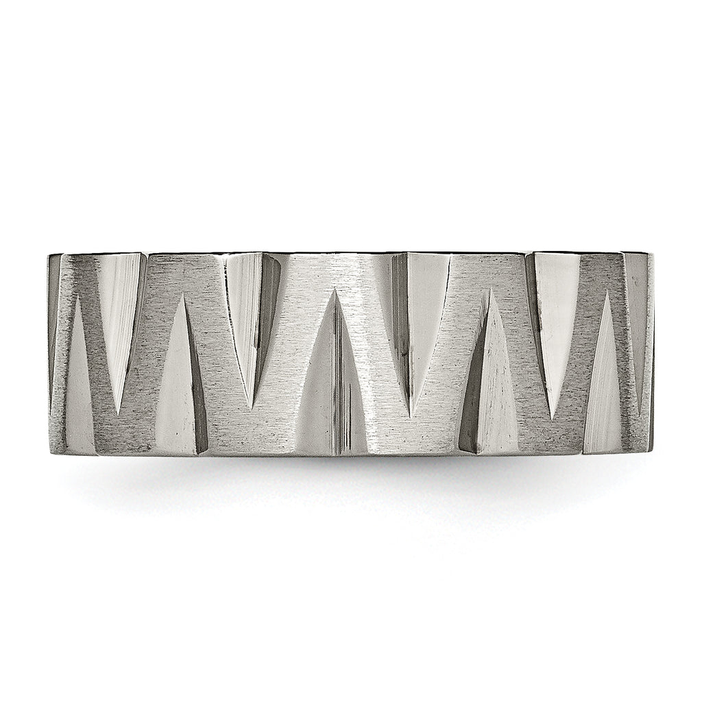 Notched Wedding Band in Titanium, 8mm