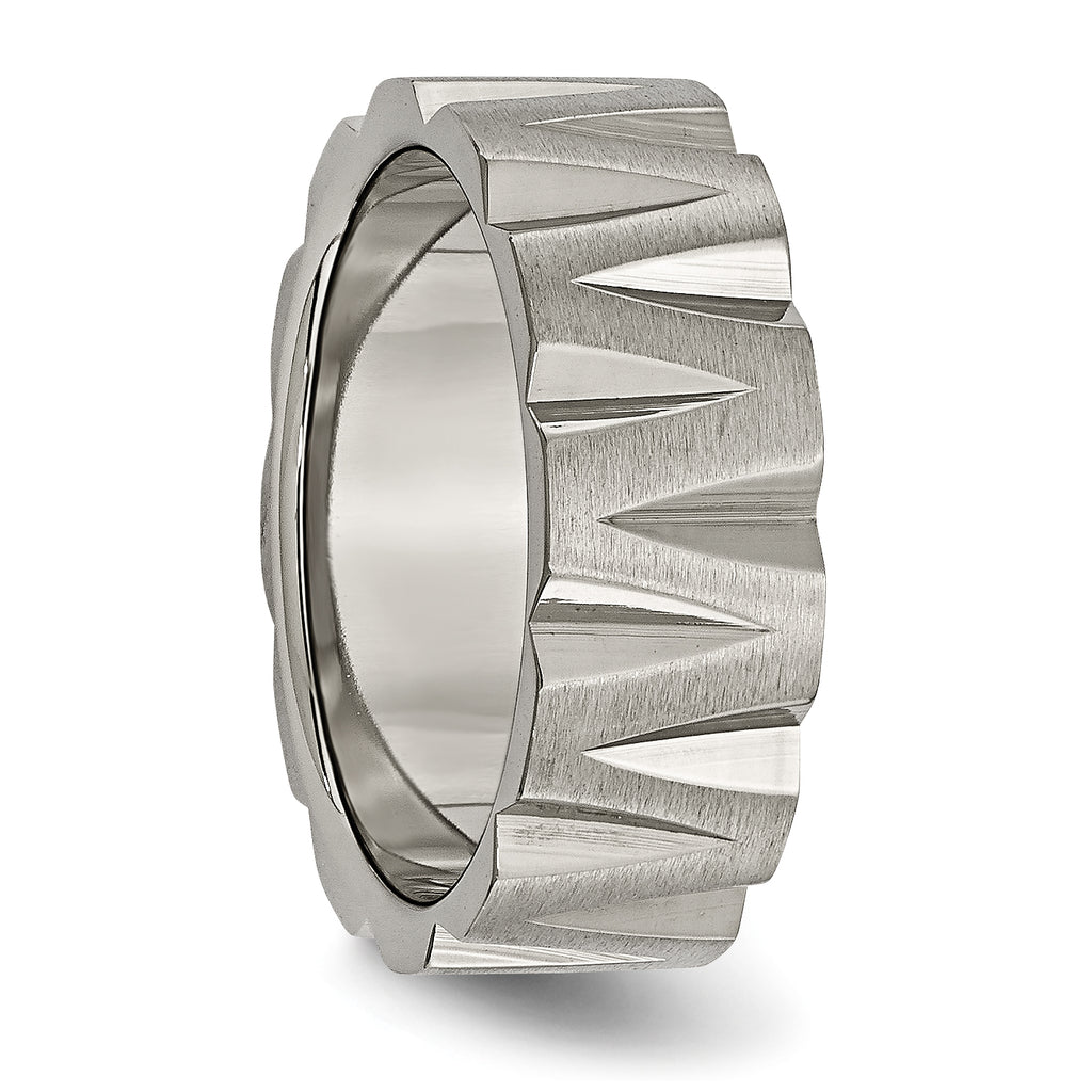 Notched Wedding Band in Titanium, 8mm
