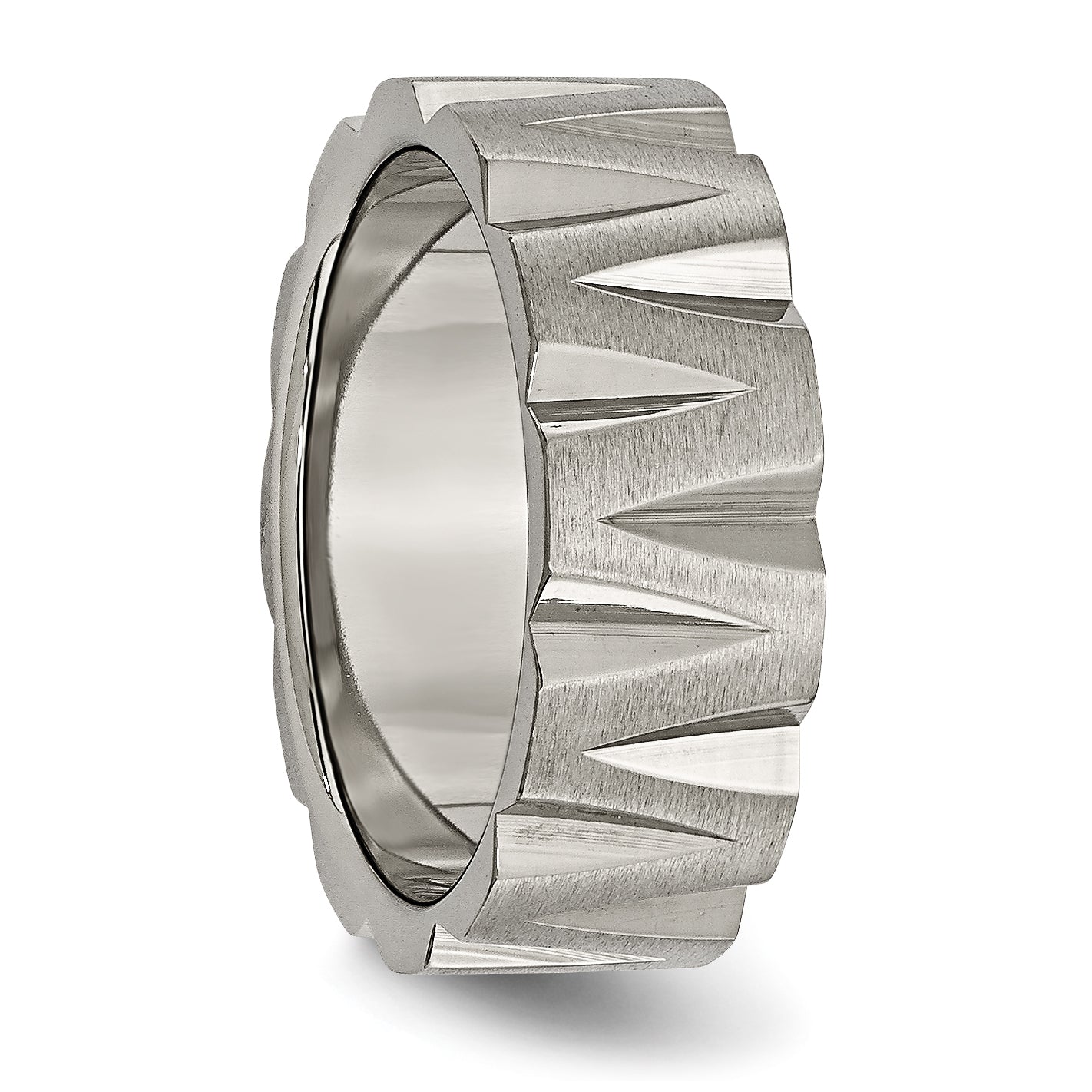 Notched Wedding Band in Titanium, 8mm