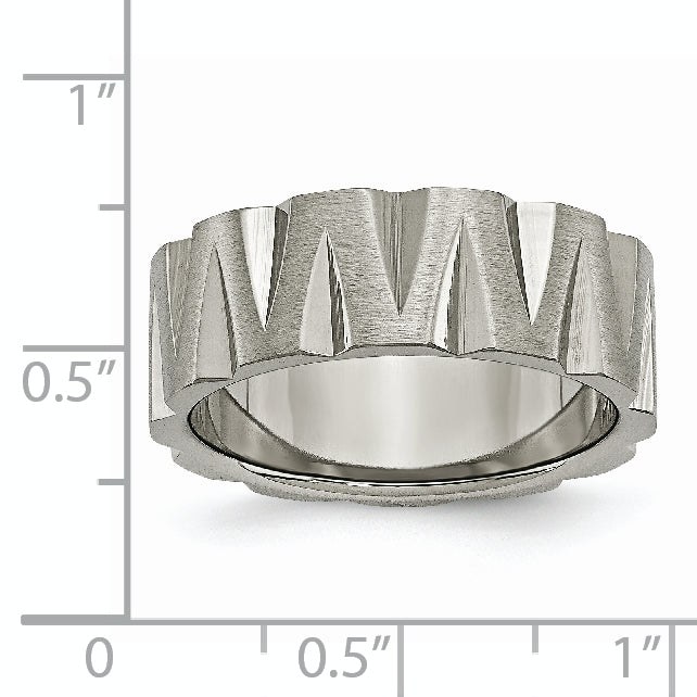 Notched Wedding Band in Titanium, 8mm