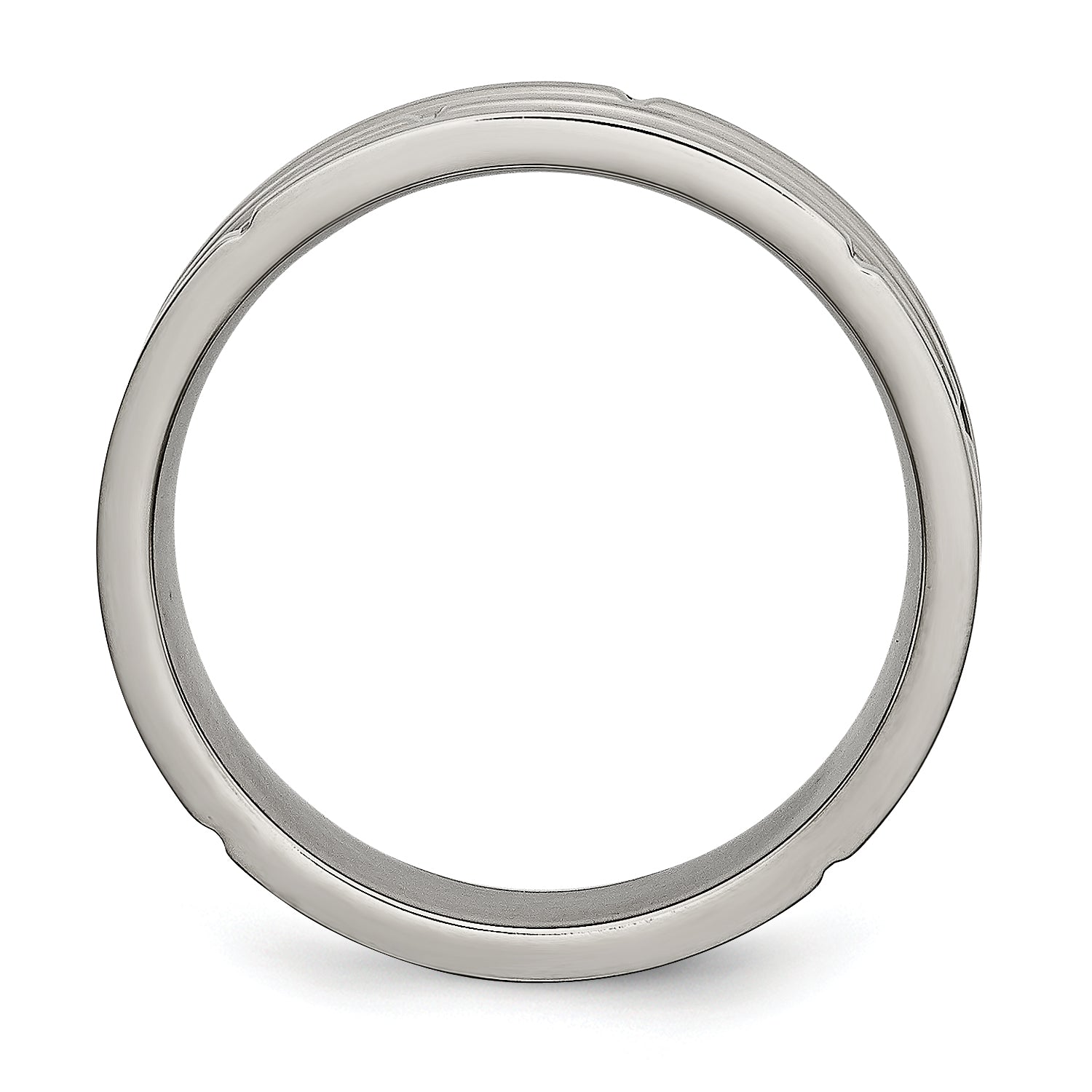 Titanium Unisex Wedding Band with Polished Satin Grooves Engravable
