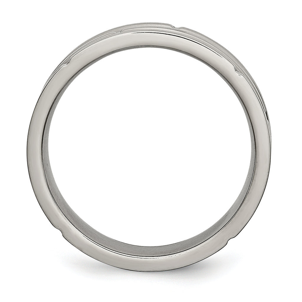 Grooved Wedding Band in Titanium, 6mm