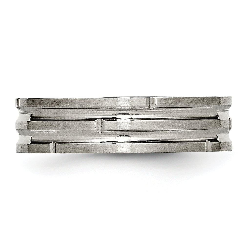 Grooved Wedding Band in Titanium, 6mm