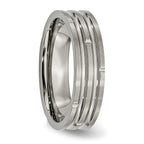Grooved Wedding Band in Titanium, 6mm