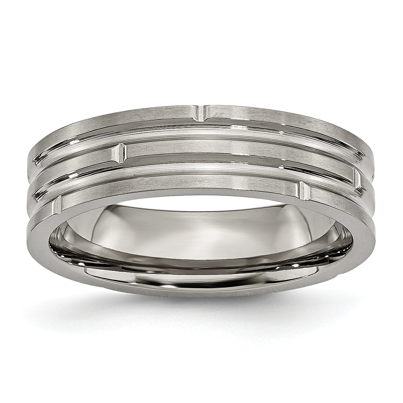 Titanium Polished and Satin 6mm Grooved Band Main image