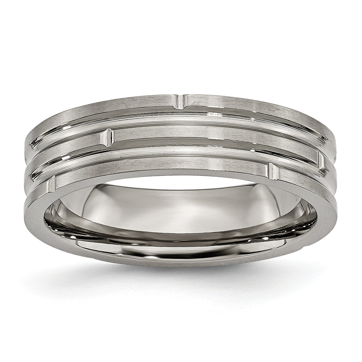 Titanium Polished and Satin 6mm Grooved Band
