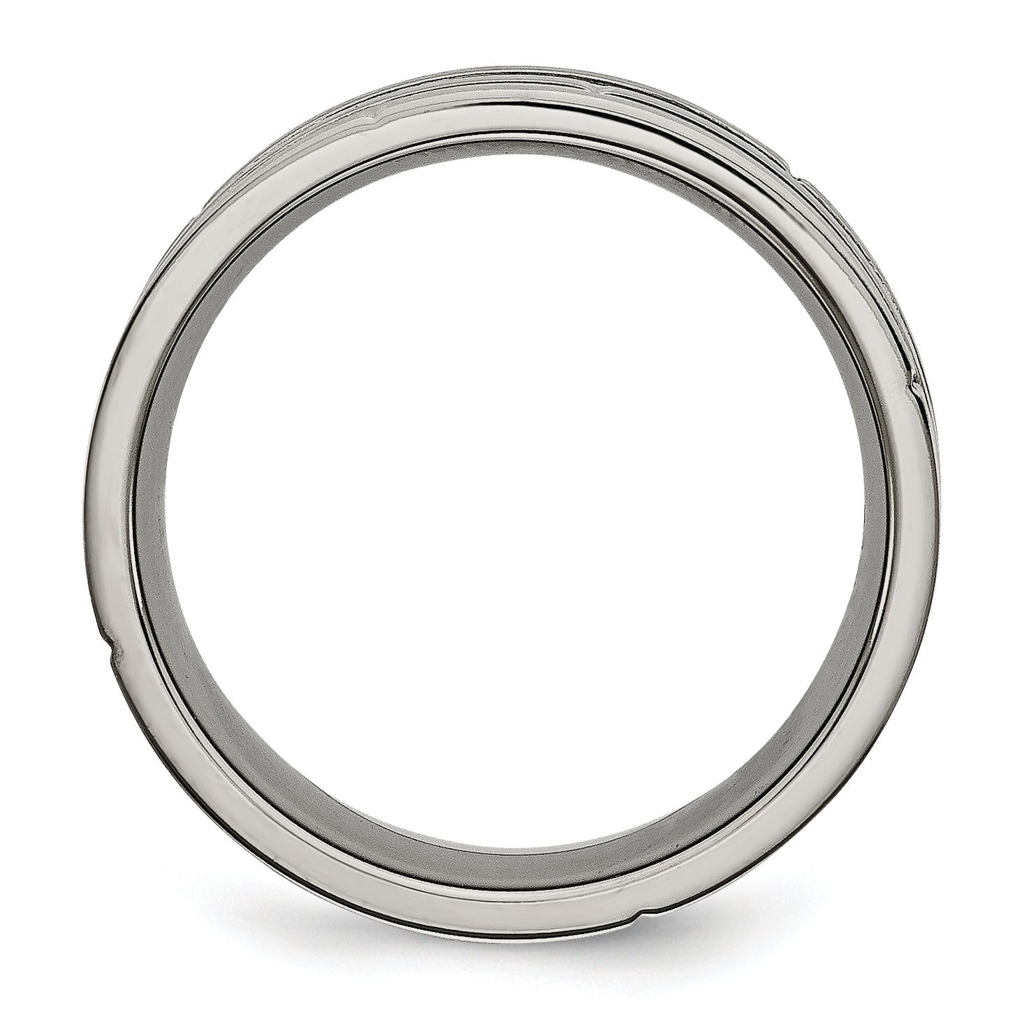 Grooved & Notched Wedding Band in Titanium, 8mm Secondary image