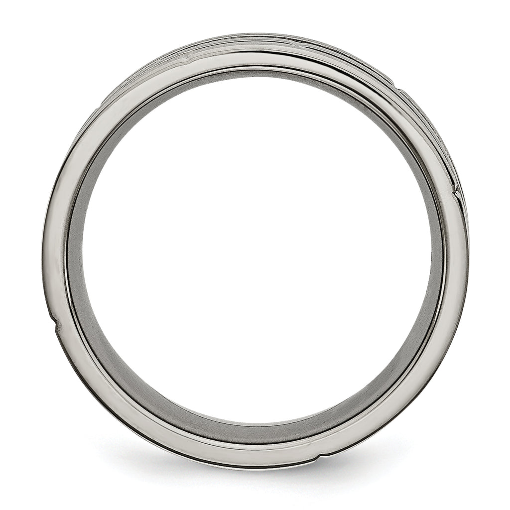 Grooved & Notched Wedding Band in Titanium, 8mm