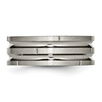 Grooved & Notched Wedding Band in Titanium, 8mm
