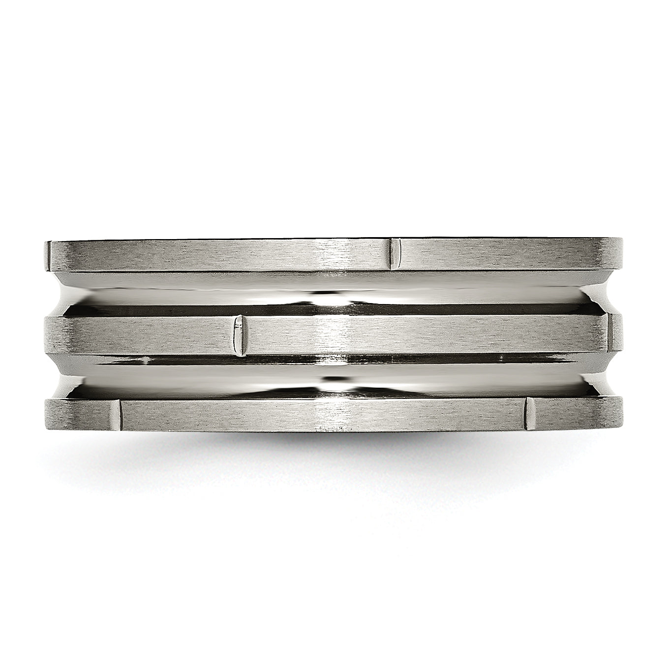Grooved & Notched Wedding Band in Titanium, 8mm