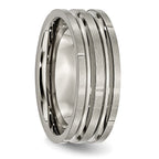 Grooved & Notched Wedding Band in Titanium, 8mm