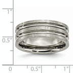 Grooved & Notched Wedding Band in Titanium, 8mm
