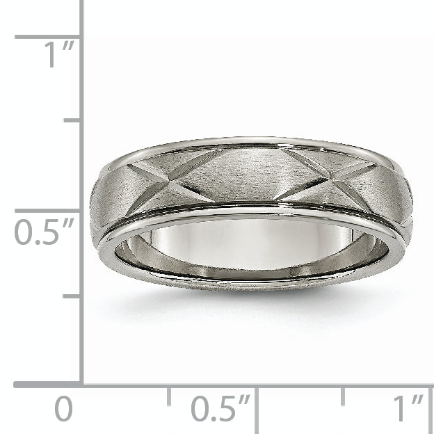 Titanium Brushed 6mm Unisex Wedding Band Engravable by Sophia Jewelers