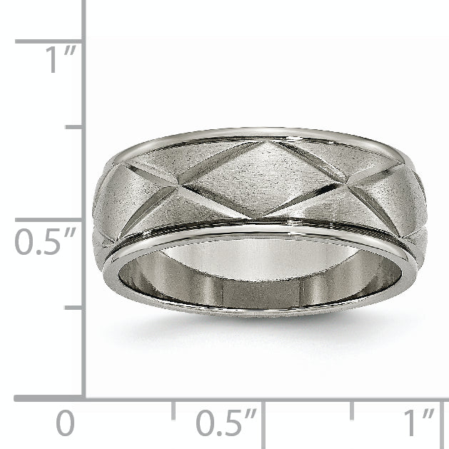 Titanium Unisex Wedding Band with Satin X-Design Engravable Finish