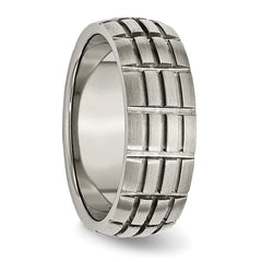 Titanium Satin 8mm Notched and Grooved Band