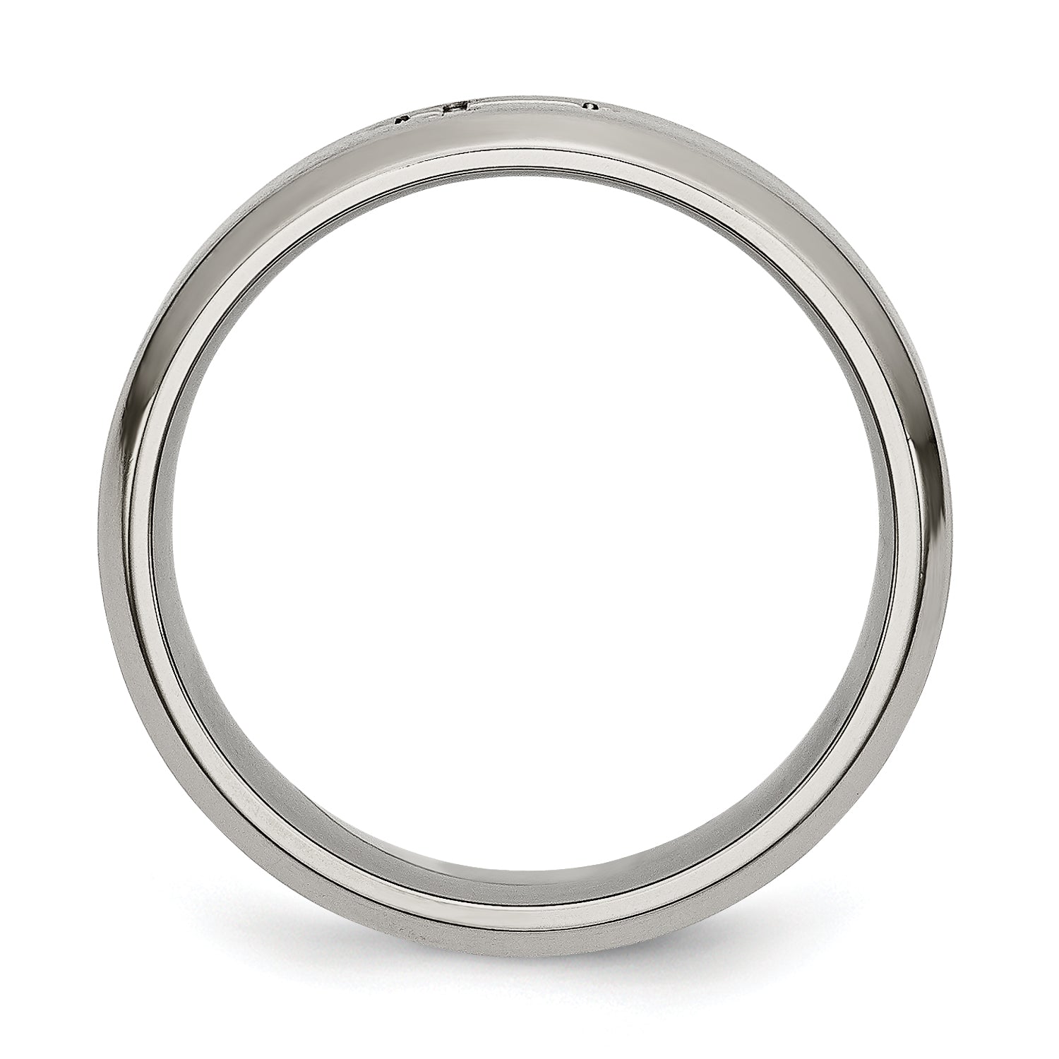 Titanium Wedding Band with Brushed Cross Design and Beveled Edge