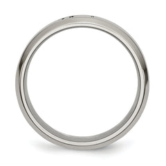 Titanium Wedding Band with Brushed Cross Design and Beveled Edge
