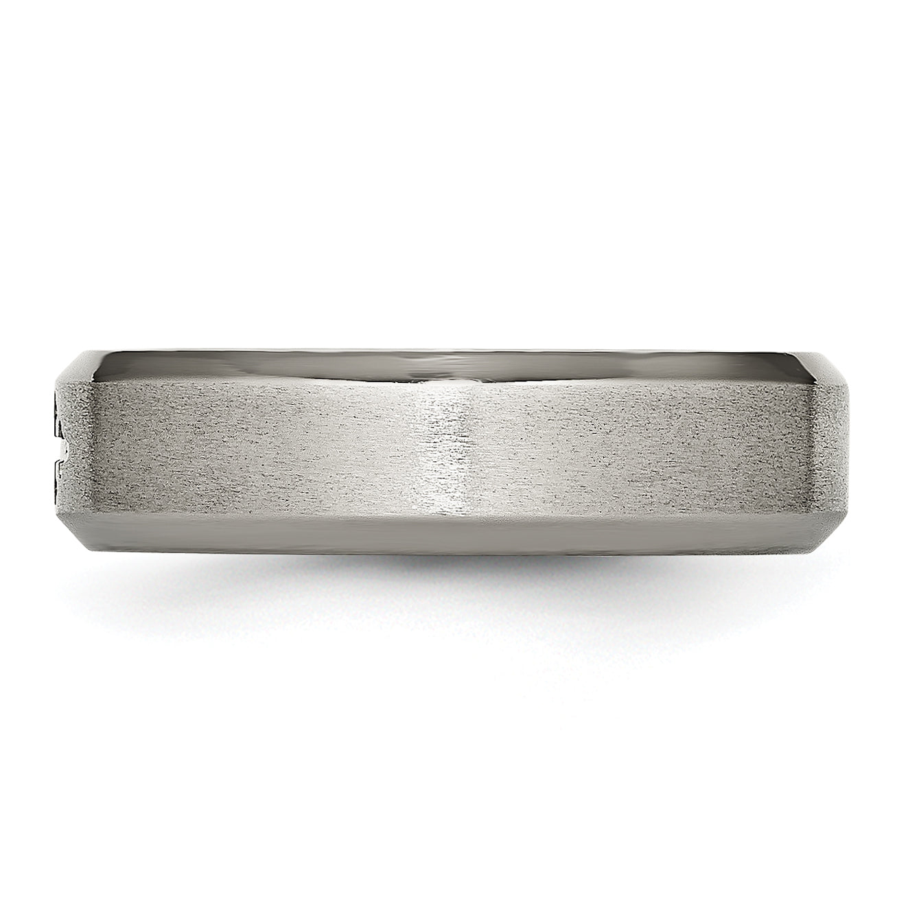 Titanium Wedding Band with Brushed Cross Design and Beveled Edge