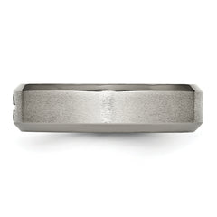 Titanium Wedding Band with Brushed Cross Design and Beveled Edge