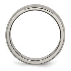 Titanium Unisex Wedding Band with Cross Design and Engravable Beveled Edge
