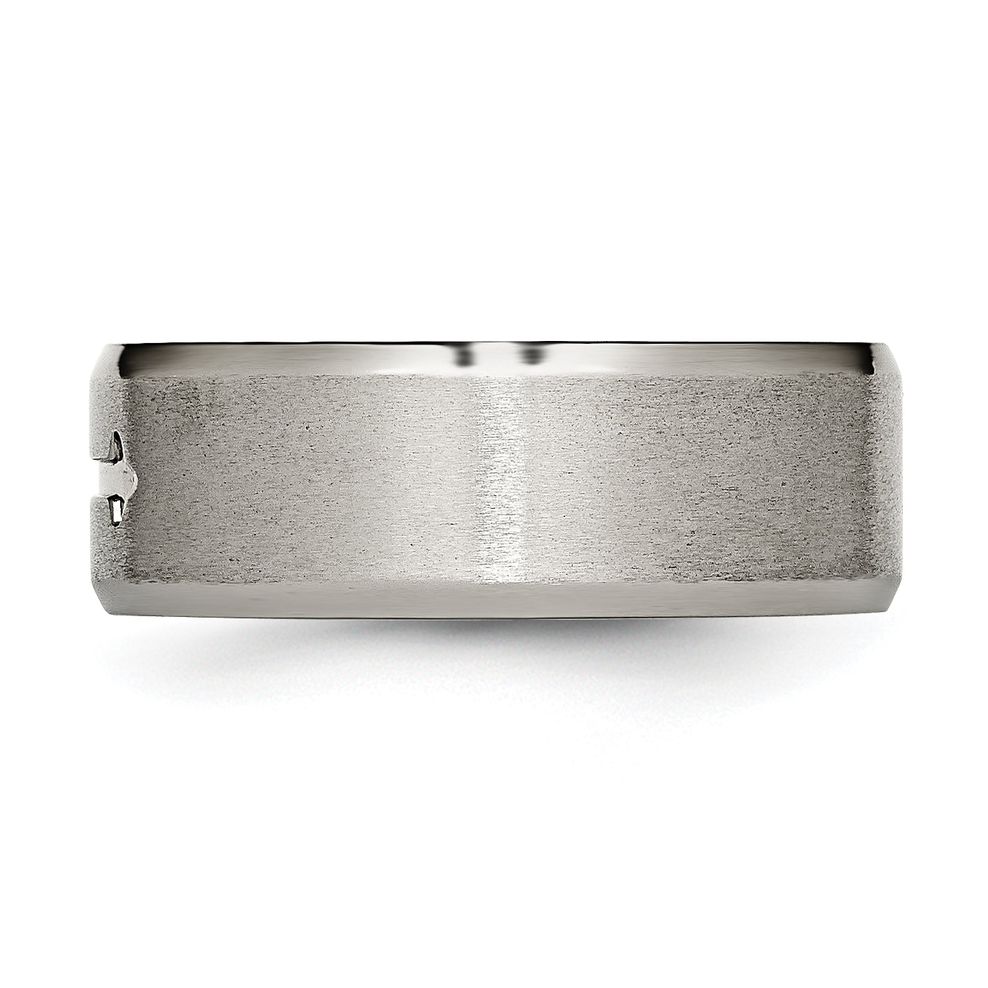 Titanium Unisex Wedding Band with Cross Design and Engravable Beveled Edge