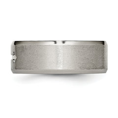 Titanium Unisex Wedding Band with Cross Design and Engravable Beveled Edge