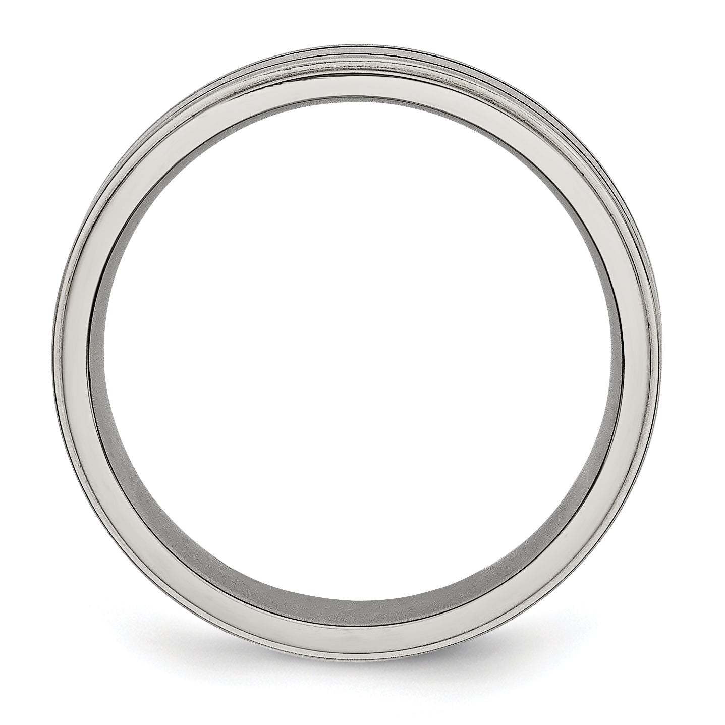 Black Enamel Ridged-Edge Wedding Band in Titanium, 6mm Secondary image