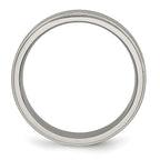 Black Enamel Ridged-Edge Wedding Band in Titanium, 6mm