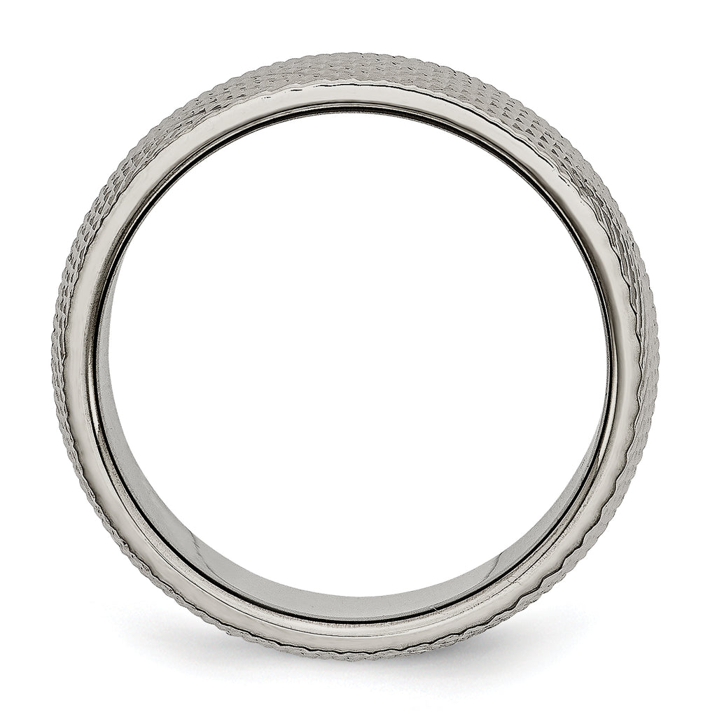 Polished & Textured Wedding Band in Titanium, 8mm