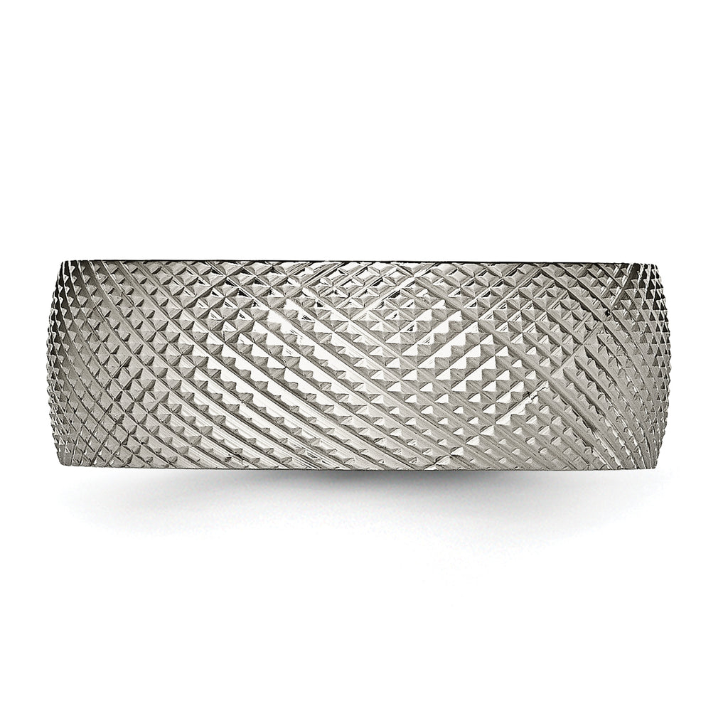 Polished & Textured Wedding Band in Titanium, 8mm
