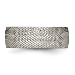 Titanium Woven Textured Wedding Band with Polished Finish 8mm