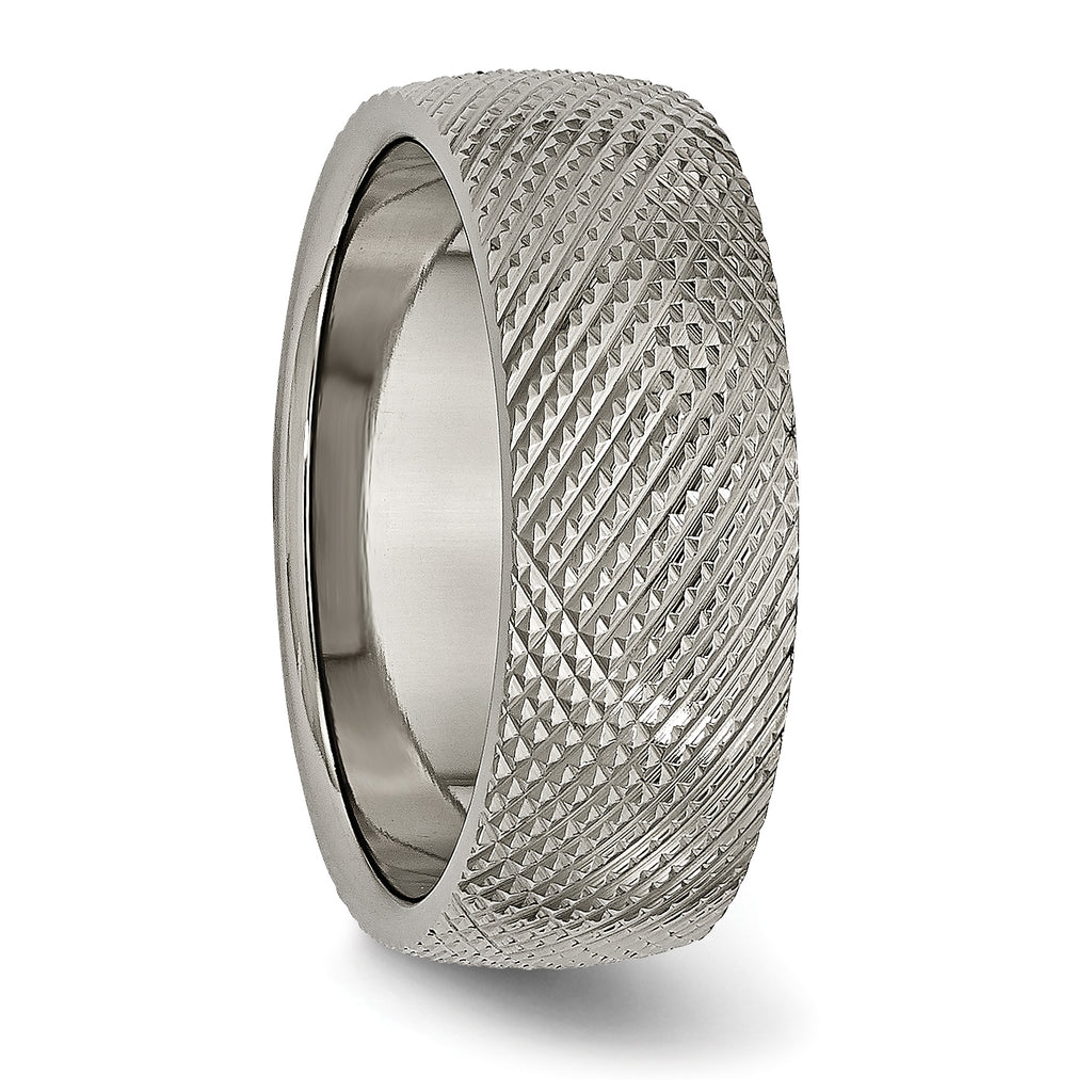 Polished & Textured Wedding Band in Titanium, 8mm