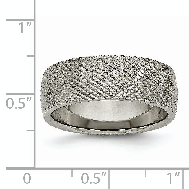 Polished & Textured Wedding Band in Titanium, 8mm