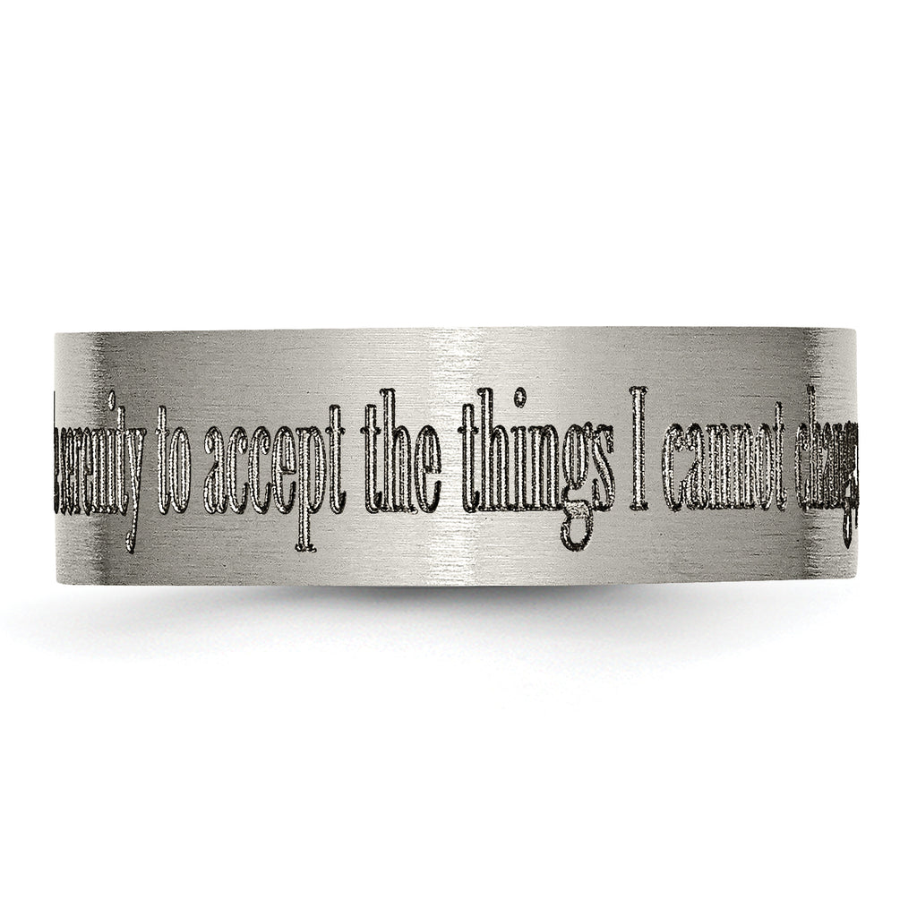 Titanium Brushed Unisex Serenity Prayer Engravable 8mm Flat Wedding Band