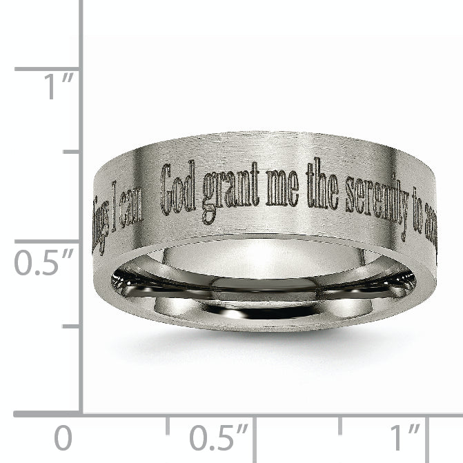 Titanium Brushed Unisex Serenity Prayer Engravable 8mm Flat Wedding Band