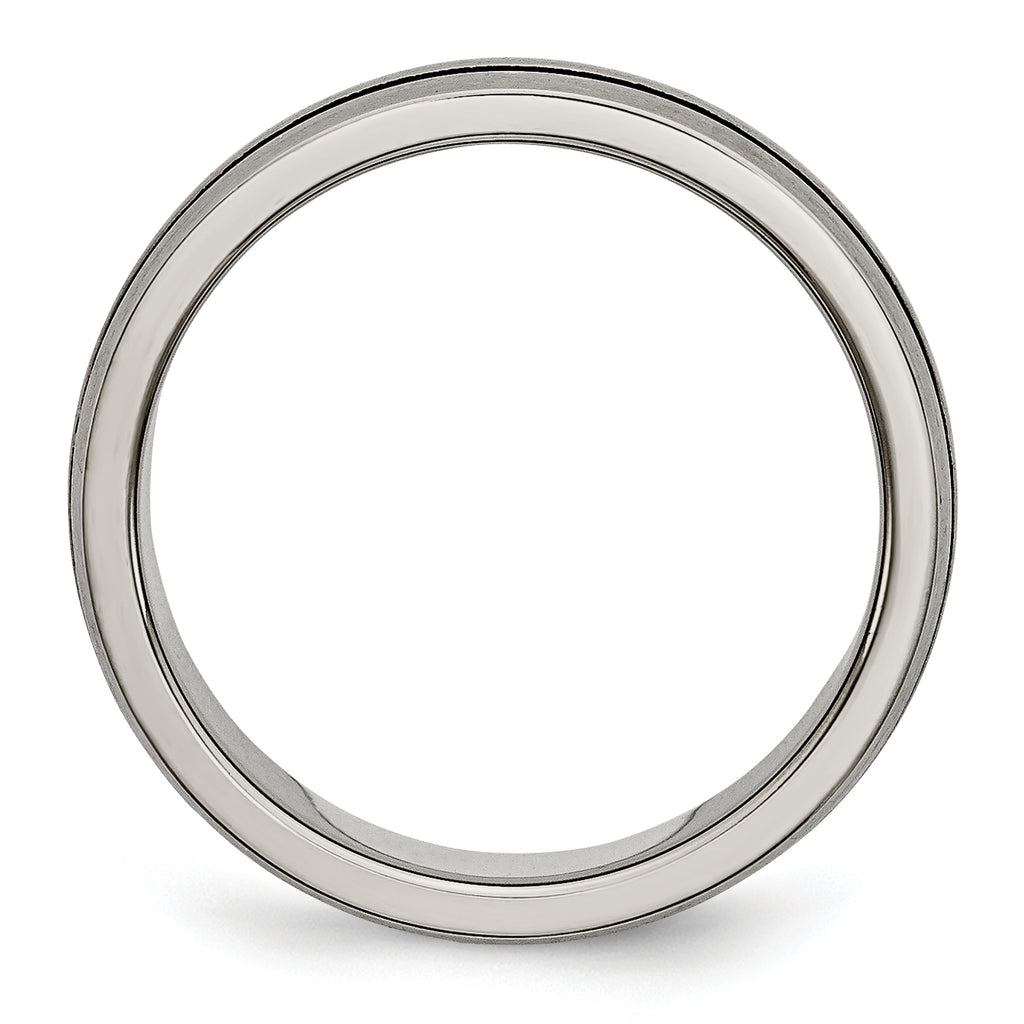 Grooved Wedding Band in Titanium with Enamel, 6mm