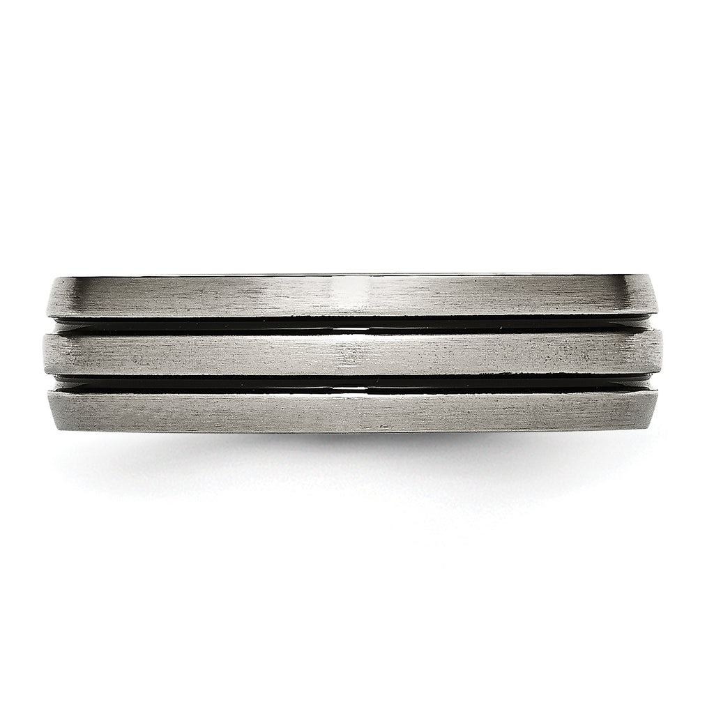 Grooved Wedding Band in Titanium with Enamel, 6mm