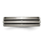 Grooved Wedding Band in Titanium with Enamel, 6mm