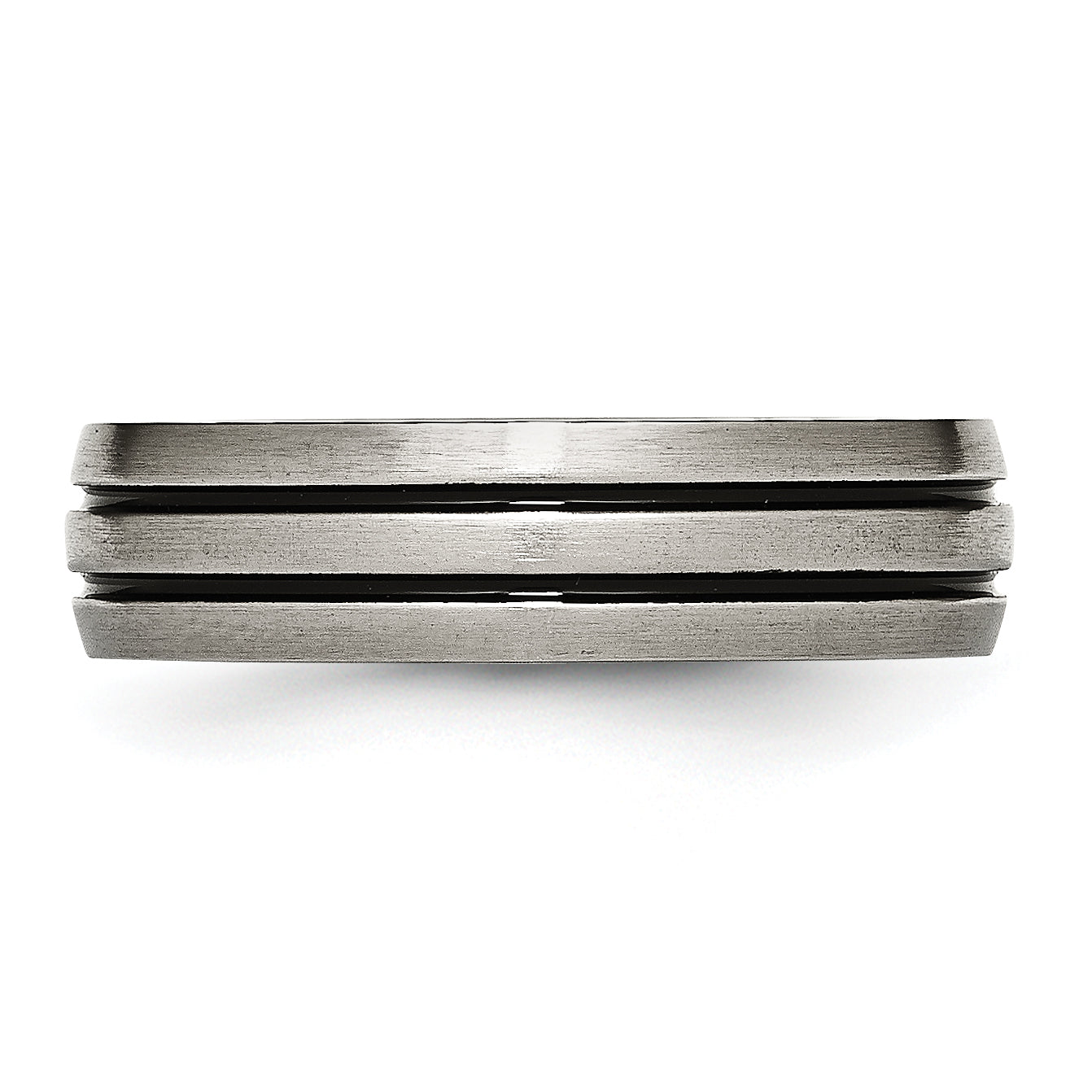Grooved Wedding Band in Titanium with Enamel, 6mm