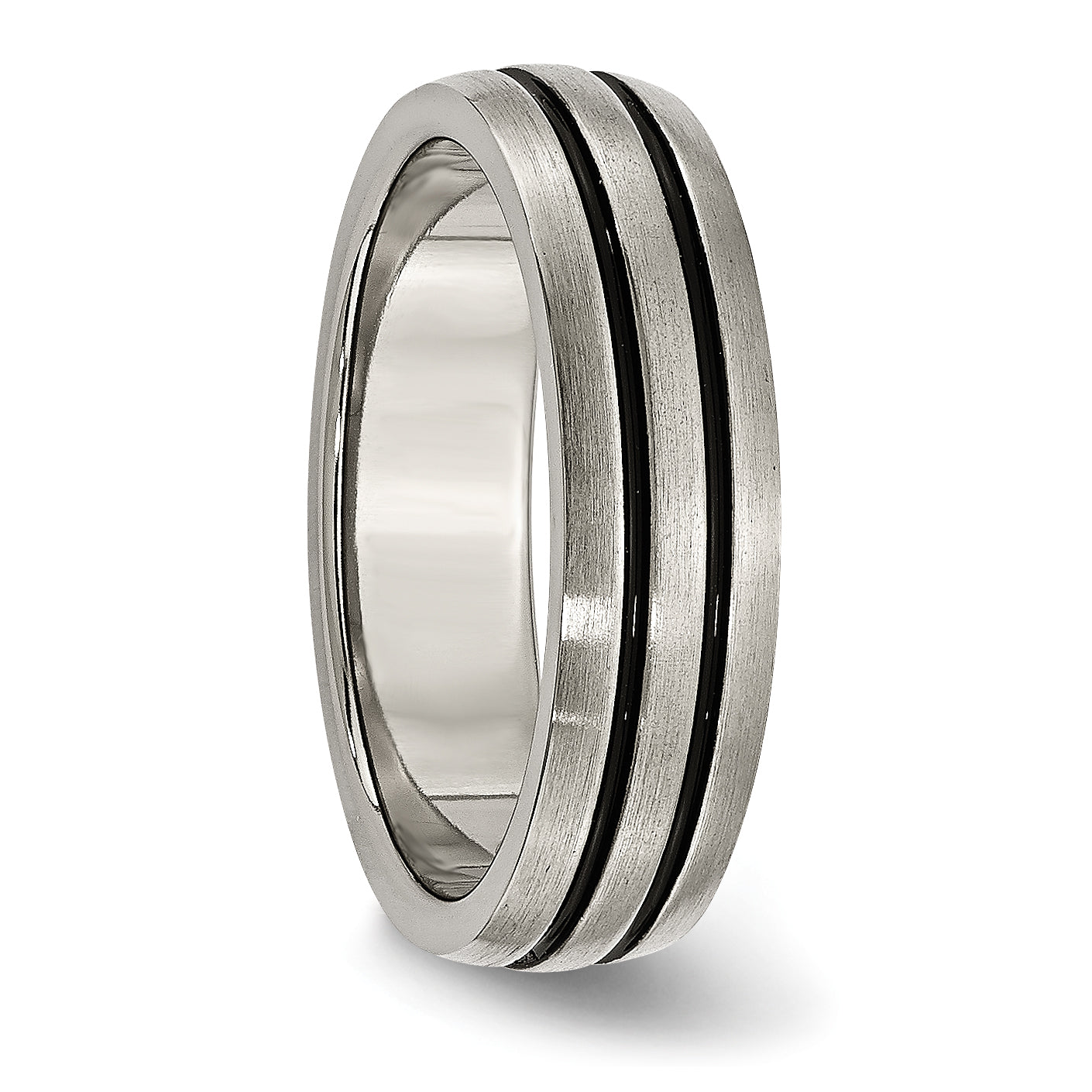 Grooved Wedding Band in Titanium with Enamel, 6mm