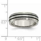 Grooved Wedding Band in Titanium with Enamel, 6mm