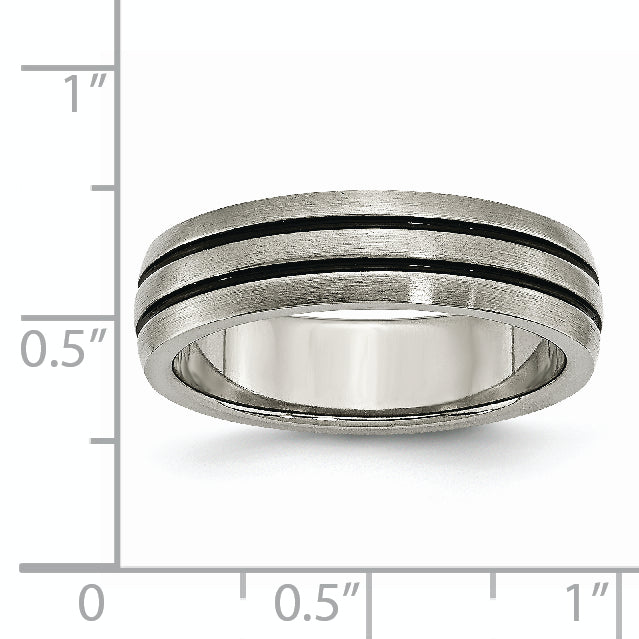 Grooved Wedding Band in Titanium with Enamel, 6mm